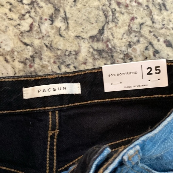 NWT PacSun Eco Blue & Black Paneled 90’s Boyfriend Jeans 25 - Picture 12 of 14